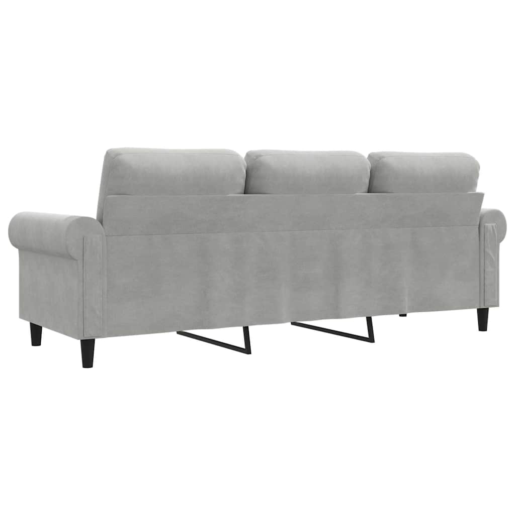 vidaXL Sofa 3-osobowa, jasnoszara, 180 cm, tapicerowana aksamitem