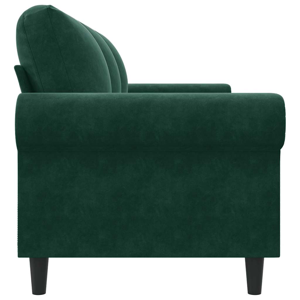 vidaXL Sofa 3-osobowa, ciemnozielony, 180 cm, obita aksamitem