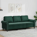 vidaXL Sofa 3-osobowa, ciemnozielony, 180 cm, obita aksamitem