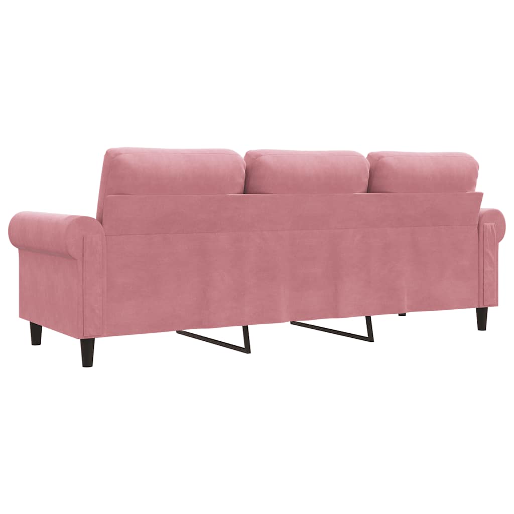 vidaXL Sofa 3-osobowa, różowa, 180 cm, obita aksamitem