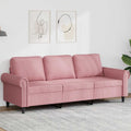 vidaXL Sofa 3-osobowa, różowa, 180 cm, obita aksamitem
