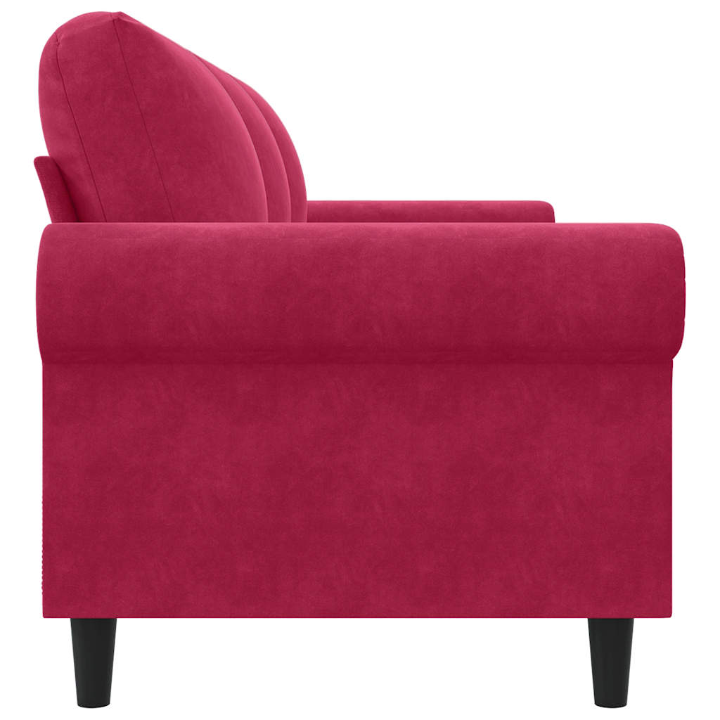 vidaXL Sofa 3-osobowa, winna czerwień, 180 cm, obita aksamitem