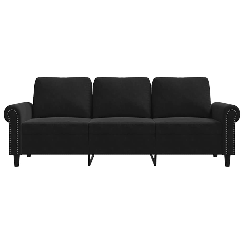vidaXL Sofa 3-osobowa, czarny, 180 cm, tapicerowana aksamitem
