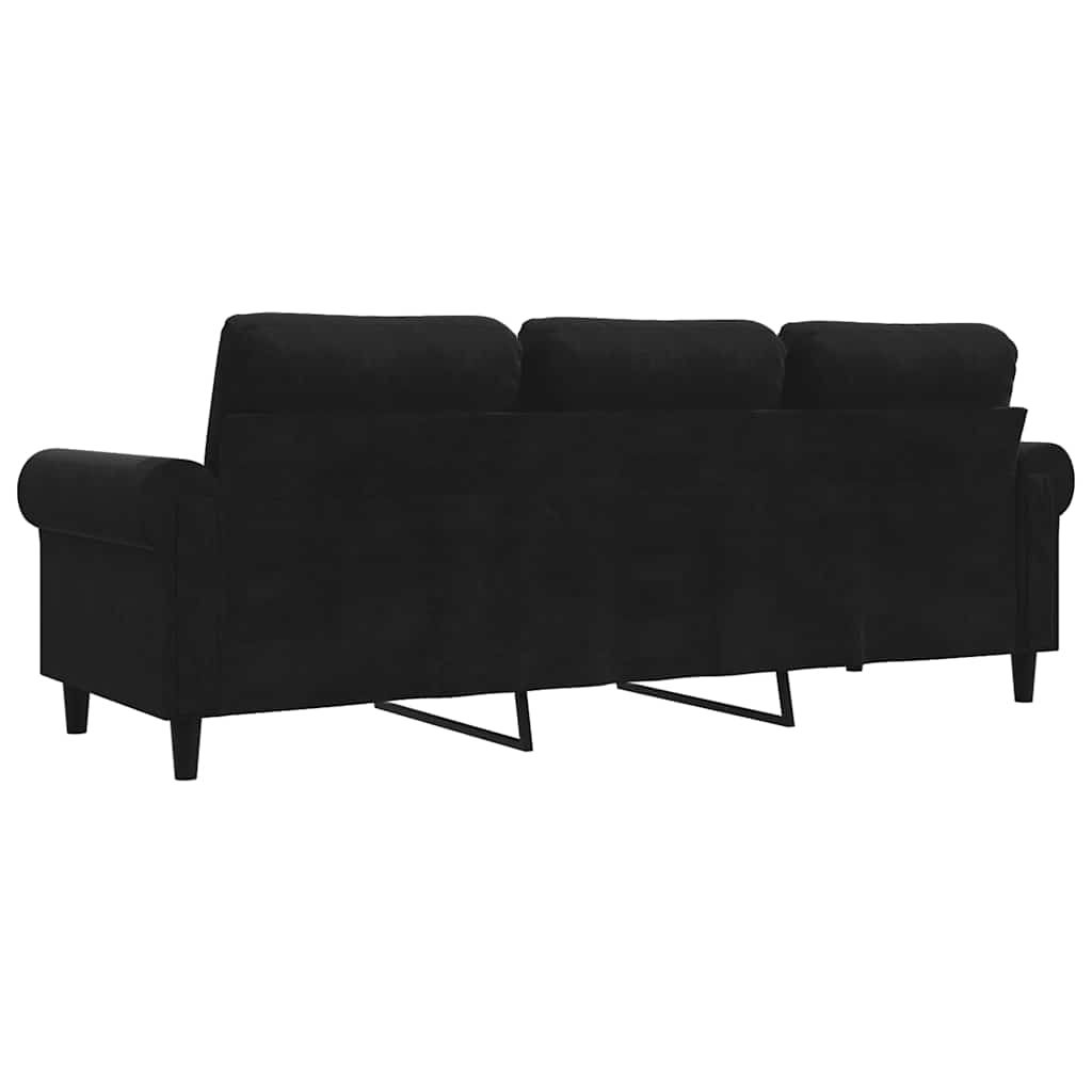 vidaXL Sofa 3-osobowa, czarny, 180 cm, tapicerowana aksamitem