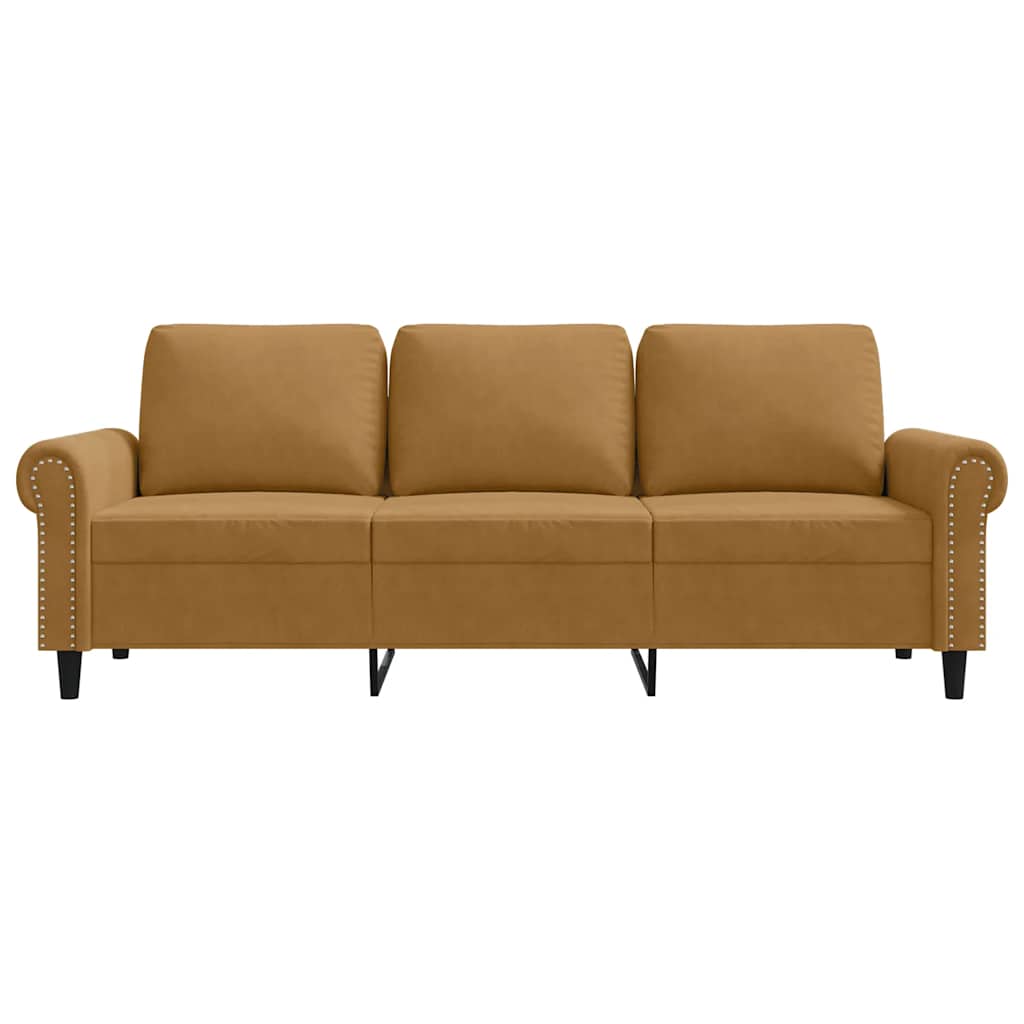 vidaXL Sofa 3-osobowa, brązowa, 180 cm, tapicerowana aksamitem