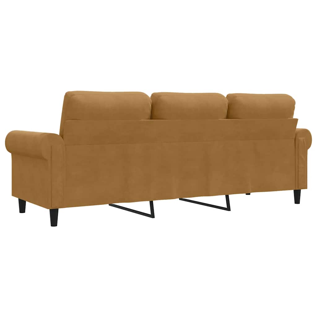 vidaXL Sofa 3-osobowa, brązowa, 180 cm, tapicerowana aksamitem
