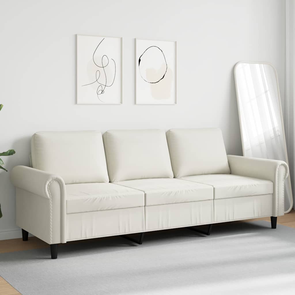 vidaXL Sofa 3-osobowa, kremowy, 180 cm, tapicerowana aksamitem