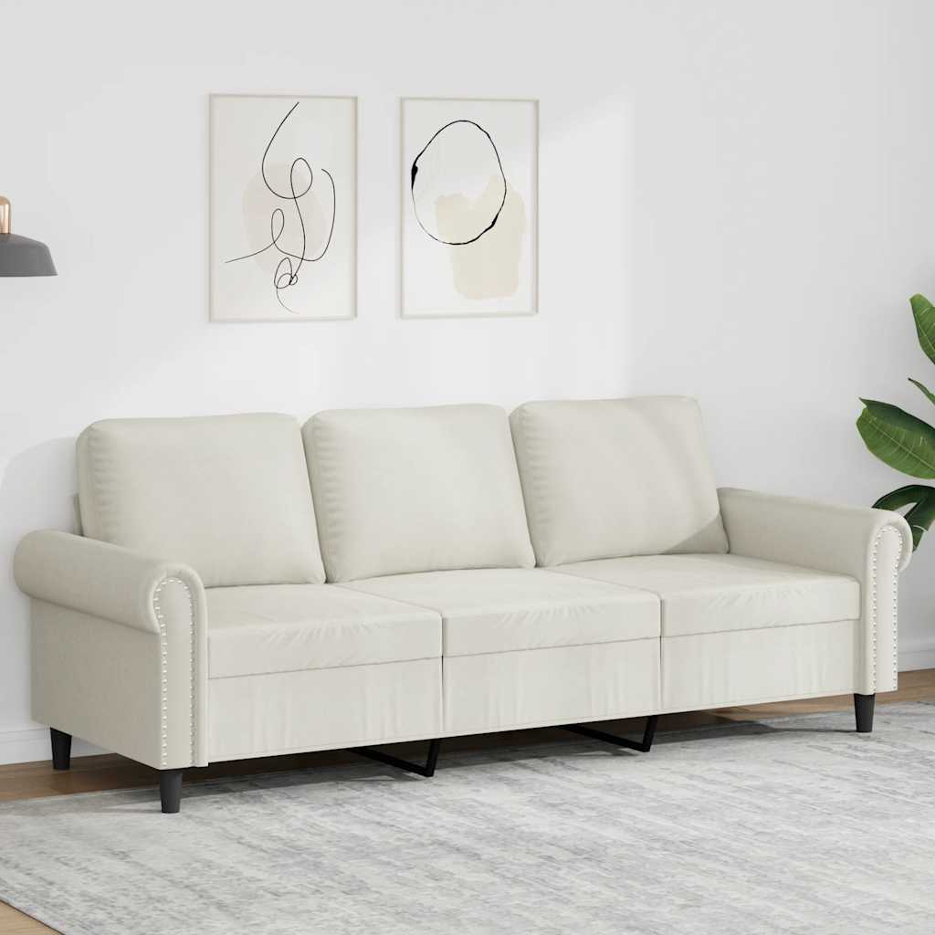 vidaXL Sofa 3-osobowa, kremowy, 180 cm, tapicerowana aksamitem