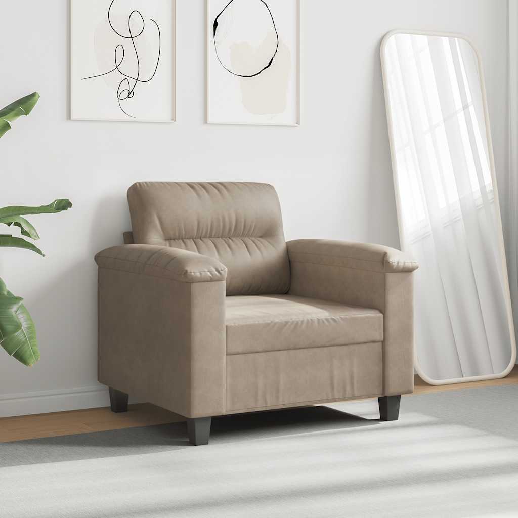 vidaXL Fotel, kolor taupe, 60 cm, obity mikrofibrą