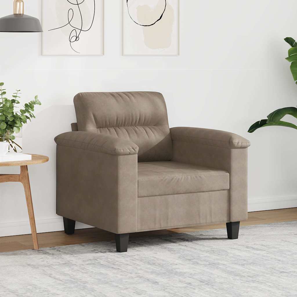 vidaXL Fotel, kolor taupe, 60 cm, obity mikrofibrą