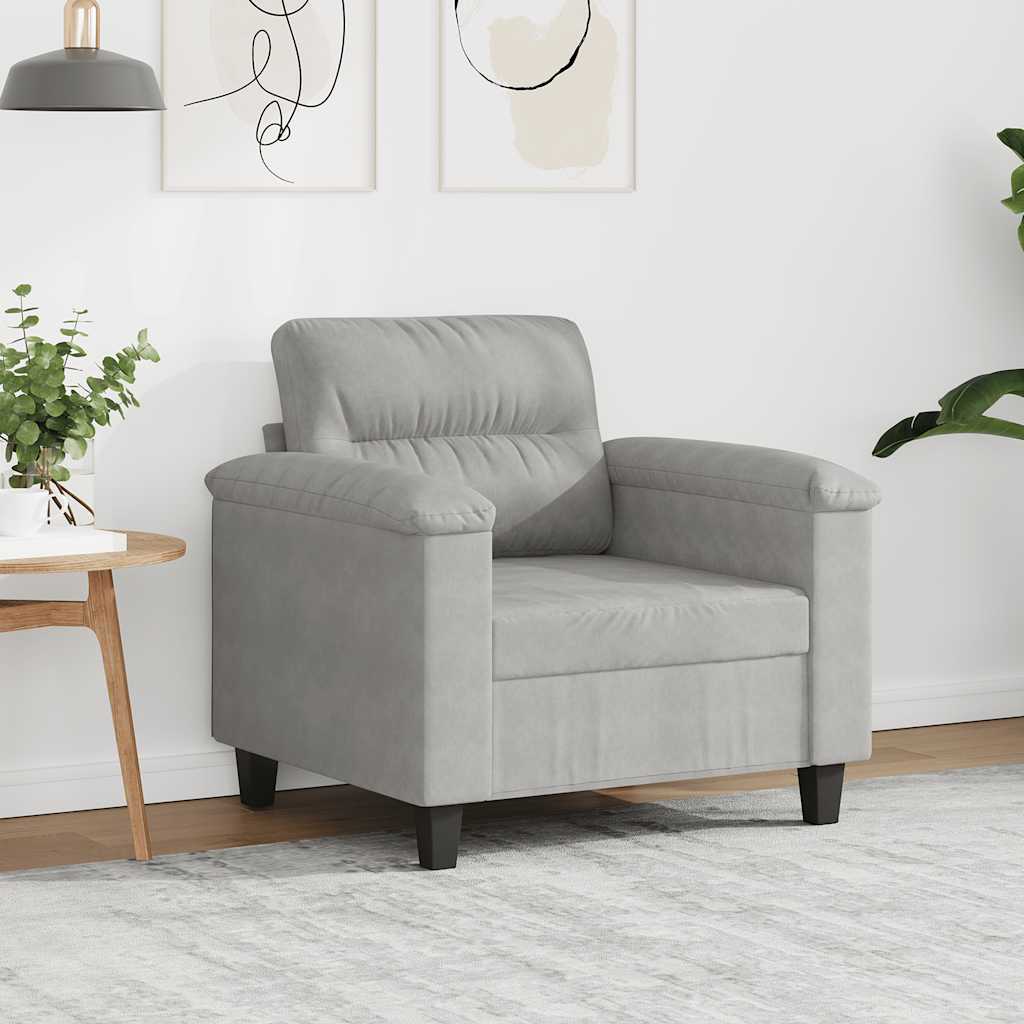 vidaXL Fotel, jasnoszary, 60 cm, obity mikrofibrą