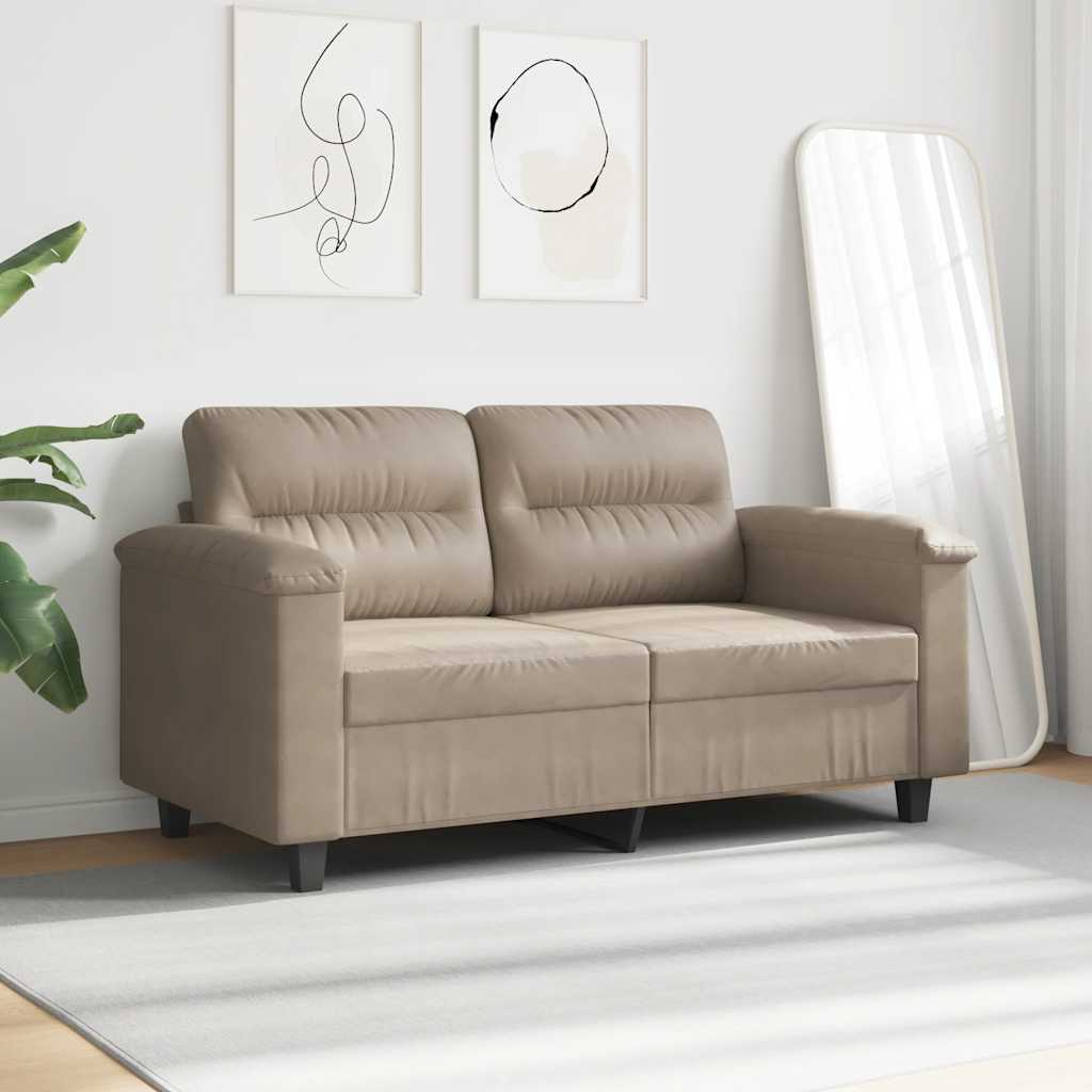 vidaXL Sofa 2-osobowa, kolor taupe, 120 cm,tapicerowana mikrofibrą
