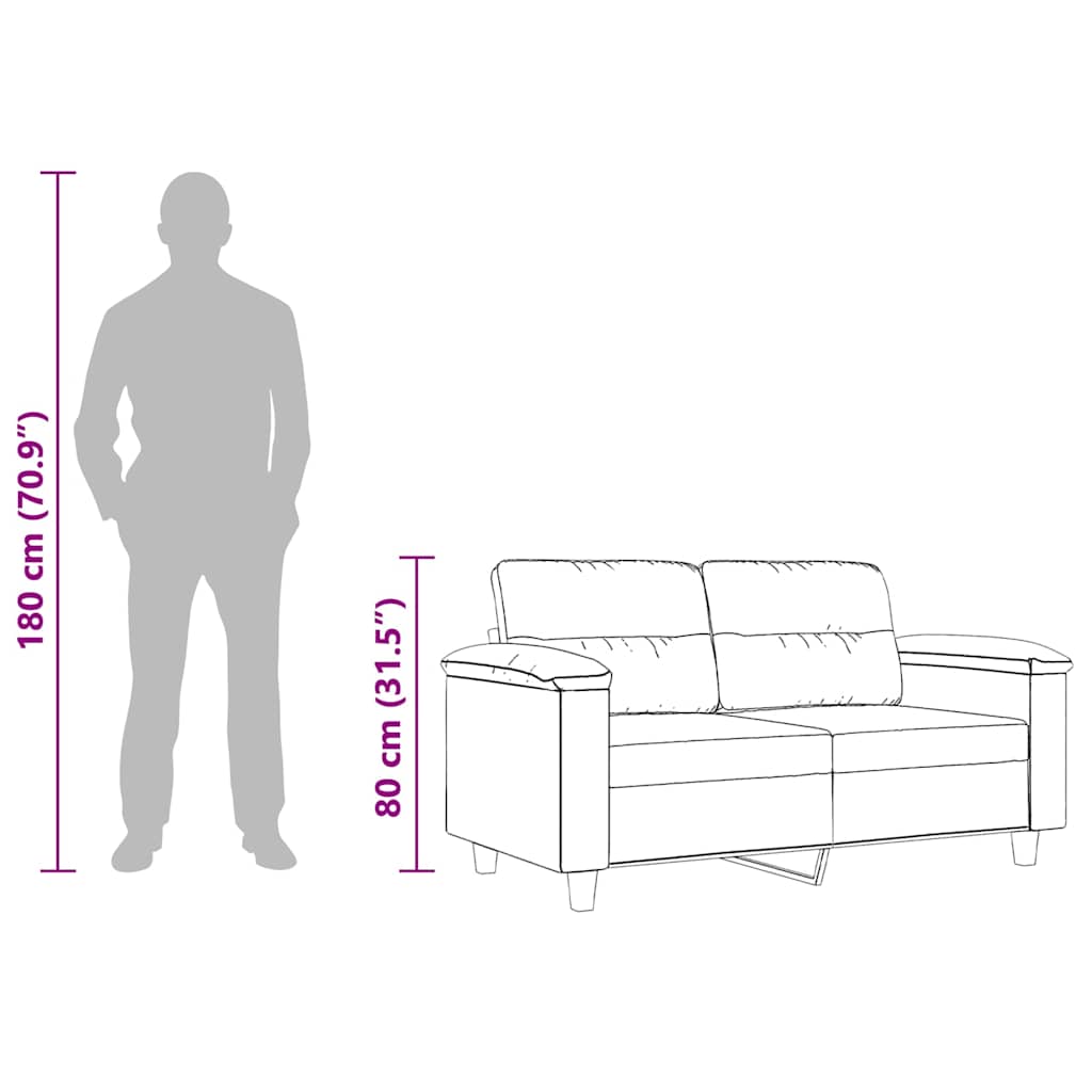 vidaXL Sofa 2-osobowa, kolor taupe, 120 cm,tapicerowana mikrofibrą