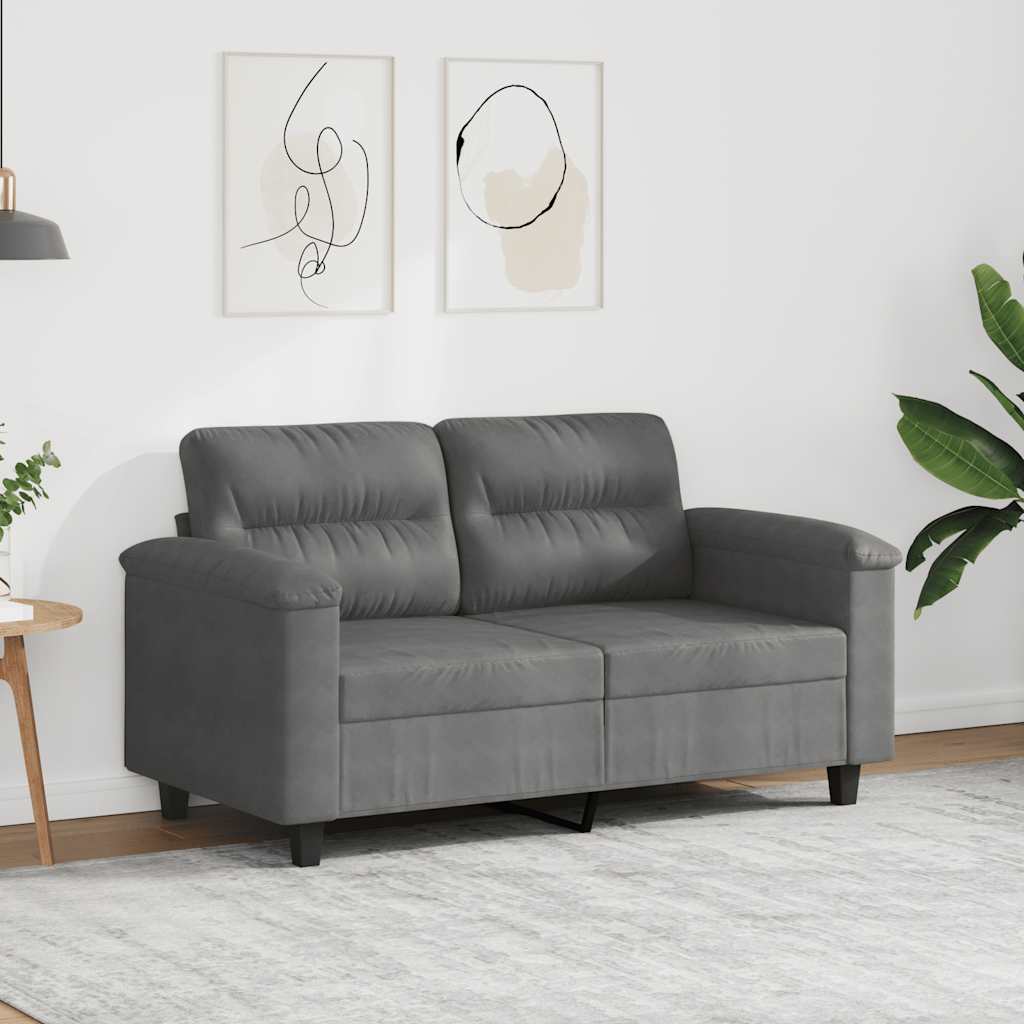 vidaXL Sofa 2-osobowa, ciemnoszara, 120 cm, tapicerowana mikrofibrą
