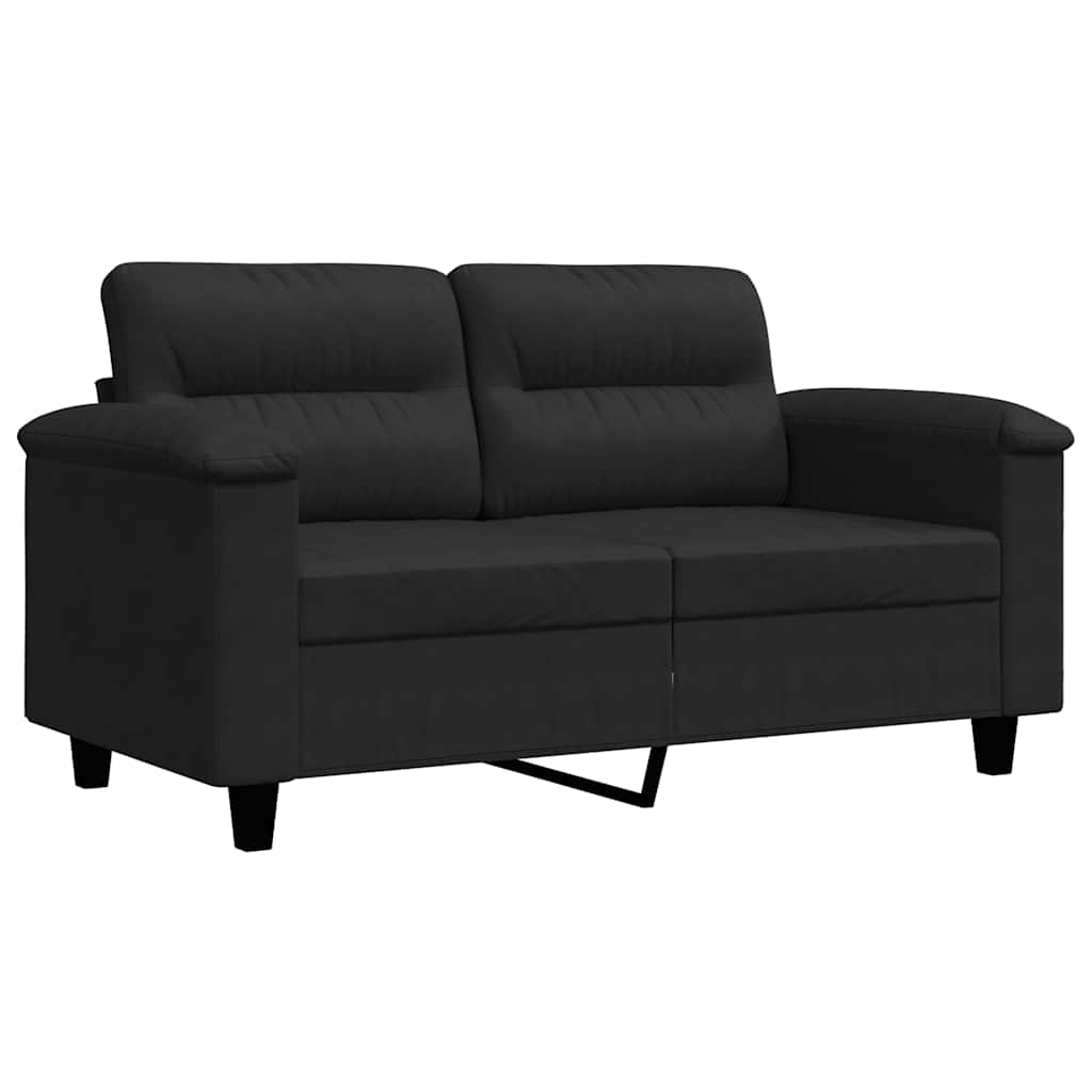 vidaXL Sofa 2-osobowa, czarna, 120 cm, tapicerowana mikrofibrą