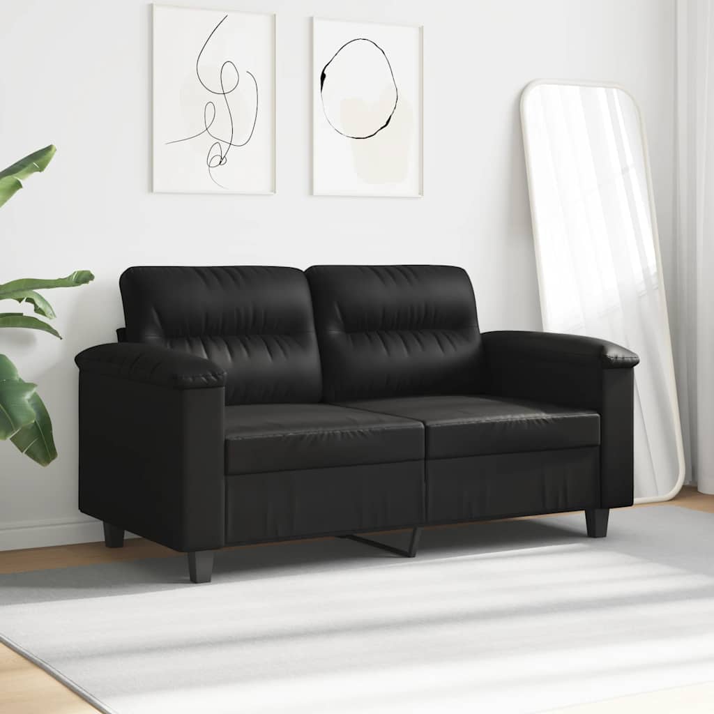 vidaXL Sofa 2-osobowa, czarna, 120 cm, tapicerowana mikrofibrą