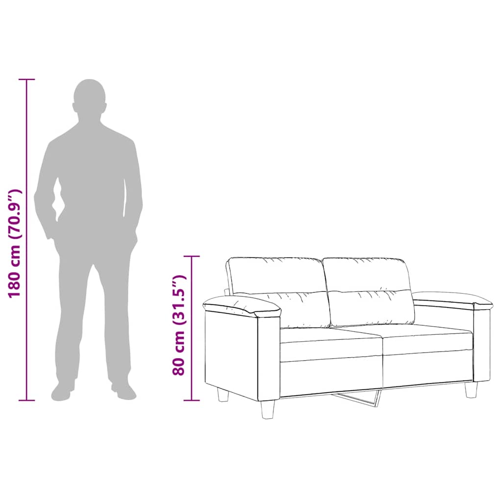 vidaXL Sofa 2-osobowa, czarna, 120 cm, tapicerowana mikrofibrą