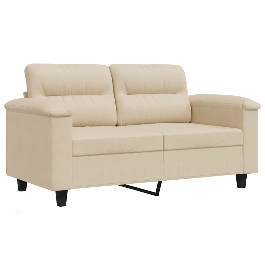 vidaXL 2-osobowa sofa, kremowa, 120 cm, tapicerowana mikrofibrą