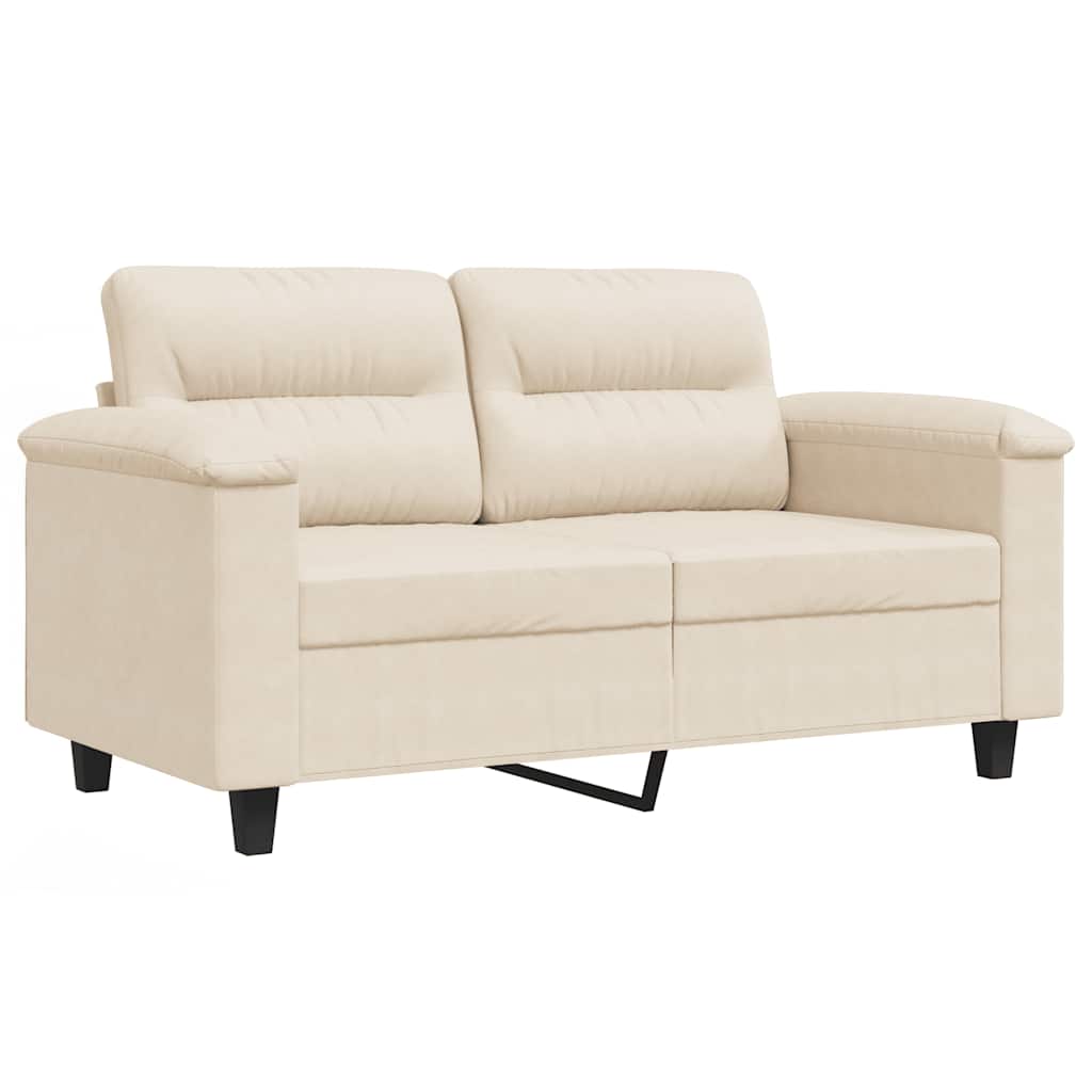 vidaXL Sofa 2-osobowa, beżowy, 120 cm, obity mikrofibrą