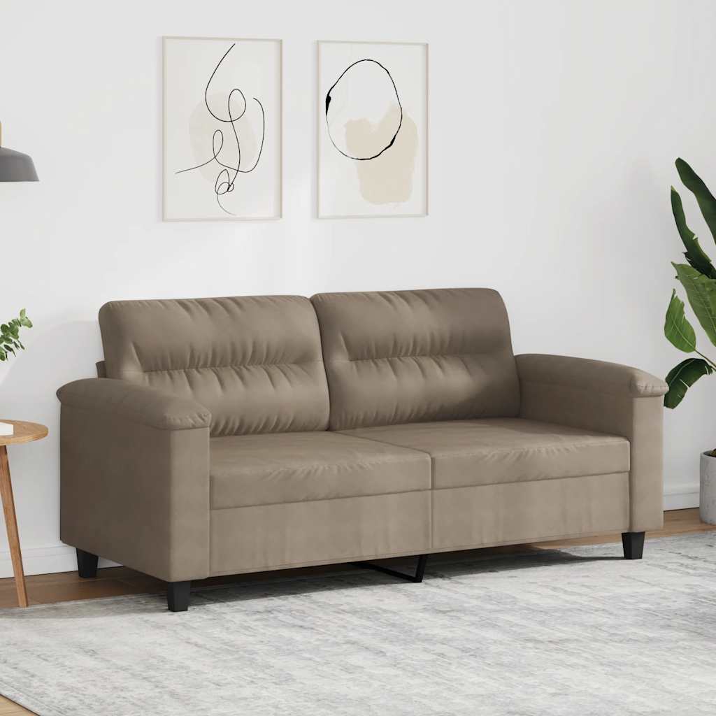 vidaXL Sofa 2-osobowa, taupe, 140 cm, tapicerowana mikrofibrą