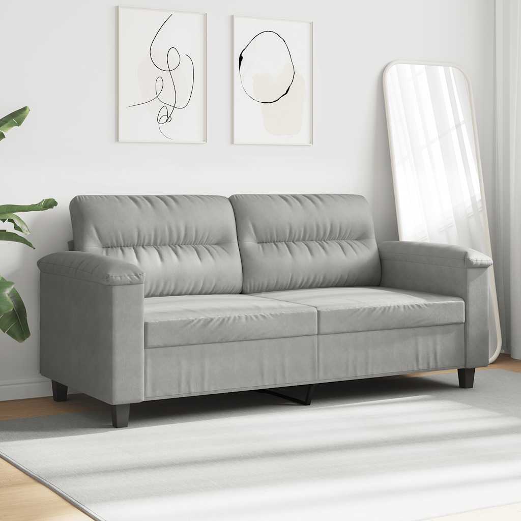 vidaXL Sofa 2-osobowa, jasnoszary, 140 cm, tapicerowana mikrofibrą