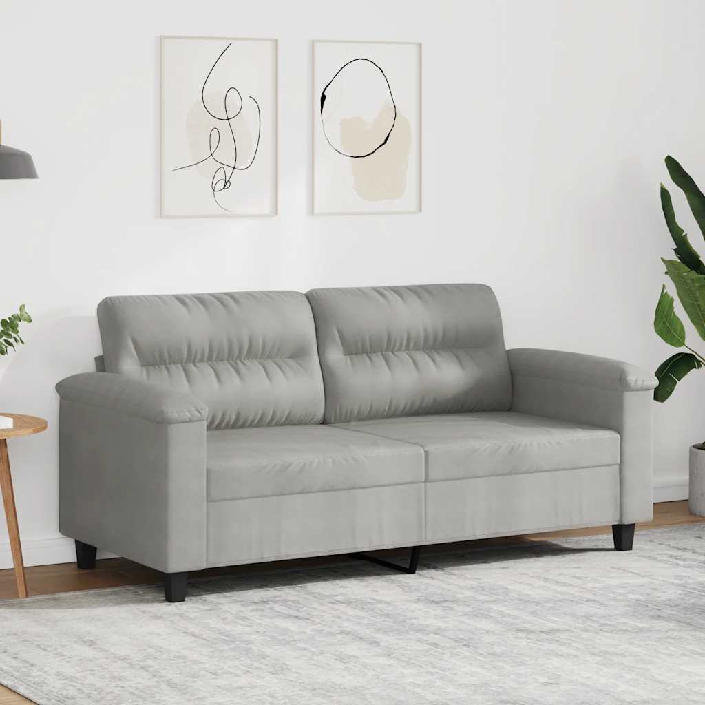 vidaXL Sofa 2-osobowa, jasnoszary, 140 cm, tapicerowana mikrofibrą