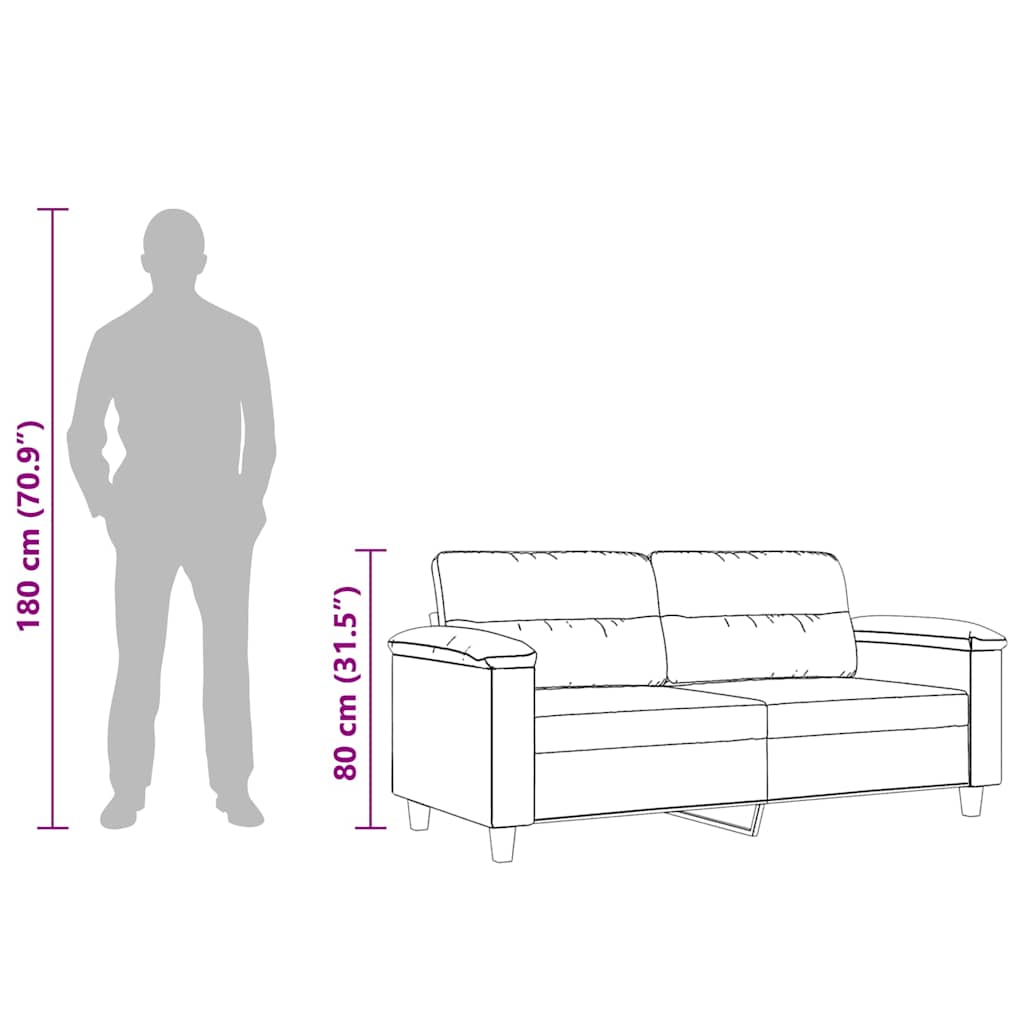 vidaXL Sofa 2-osobowa, ciemnoszary, 140 cm, tapicerowana mikrofibrą