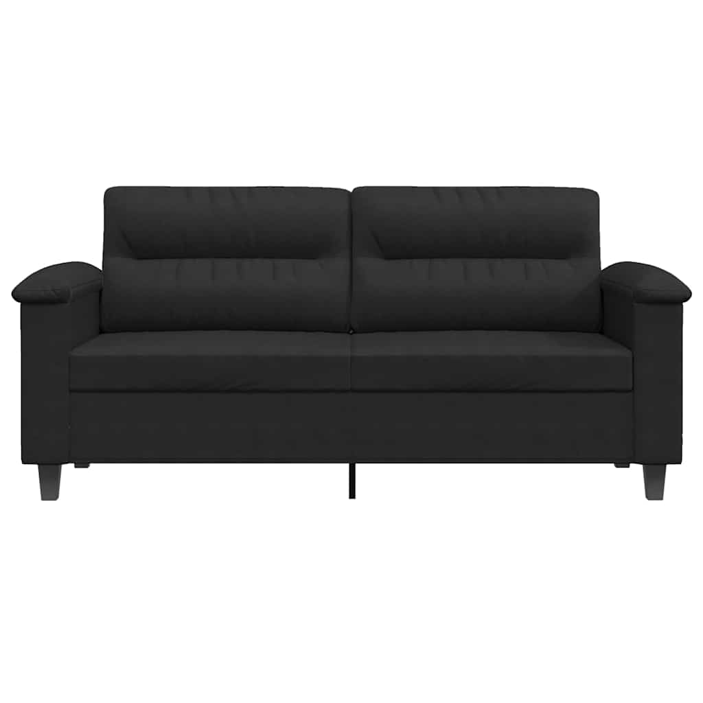 vidaXL Sofa 2-osobowa, czarna, 140 cm, tapicerowana mikrofibrą