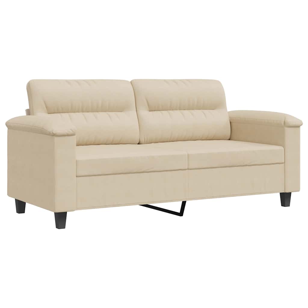 vidaXL Sofa 2-osobowa, kremowy, 140 cm, tapicerowana mikrofibrą