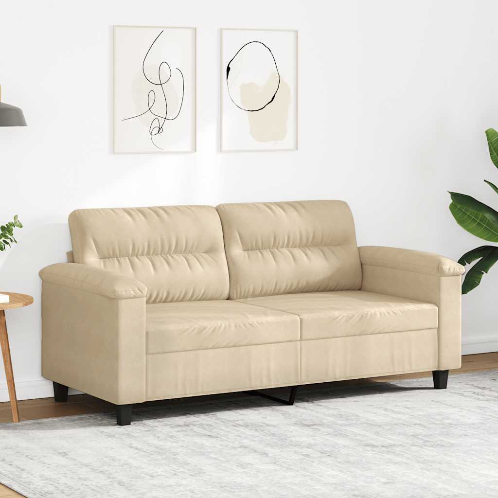 vidaXL Sofa 2-osobowa, kremowy, 140 cm, tapicerowana mikrofibrą