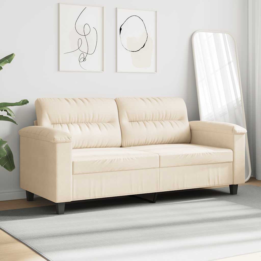 vidaXL Sofa 2-osobowa, beżowy, 140 cm, tapicerowana mikrofibrą