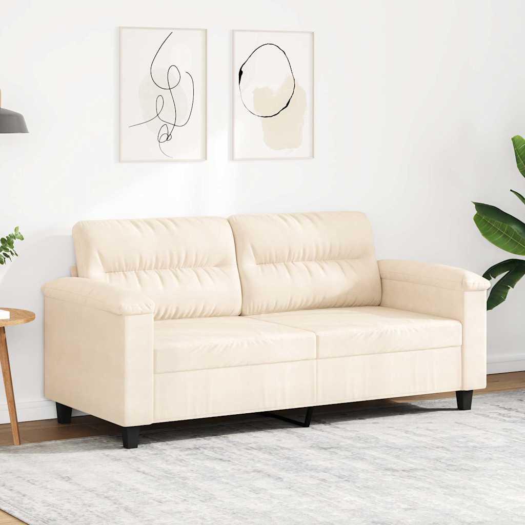 vidaXL Sofa 2-osobowa, beżowy, 140 cm, tapicerowana mikrofibrą
