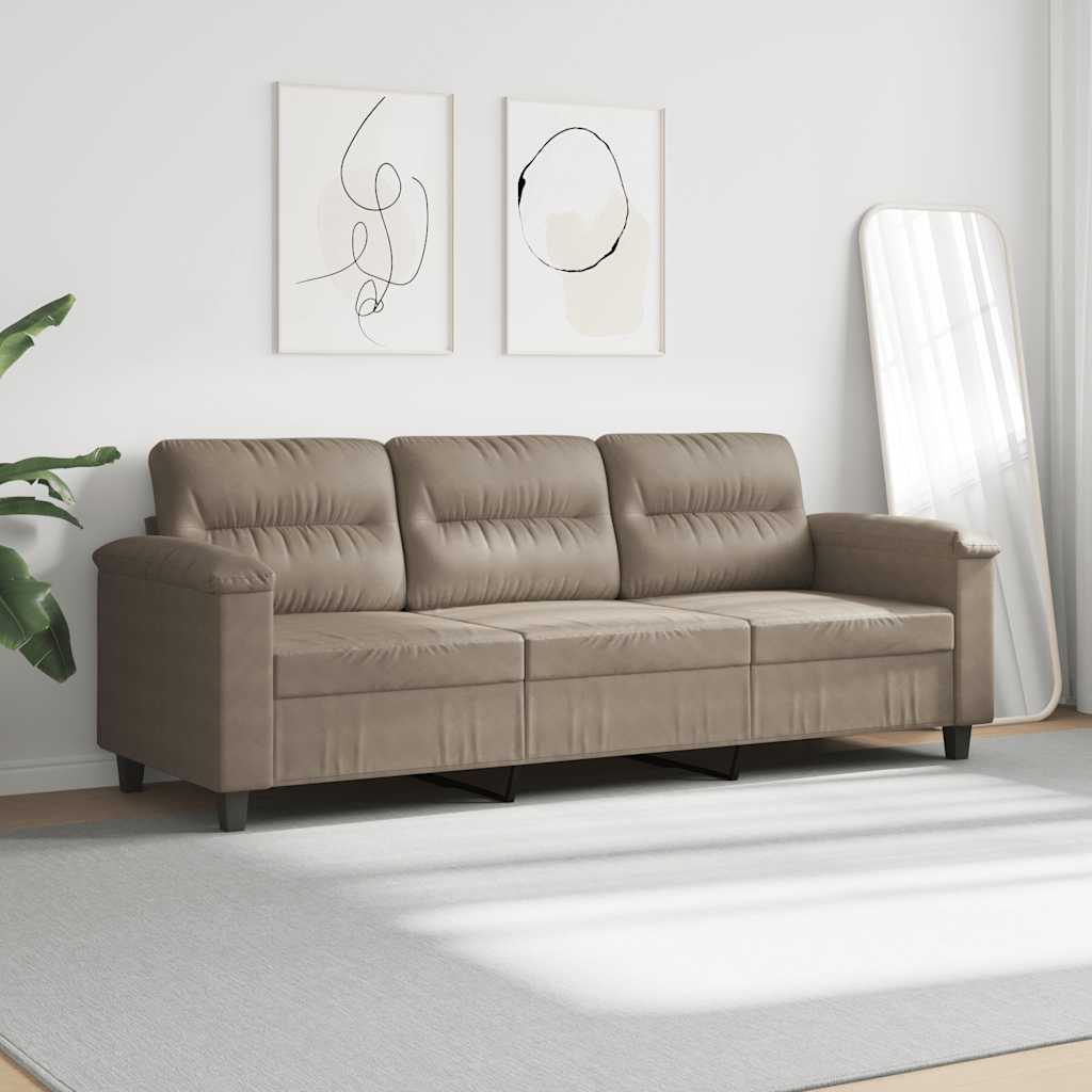 vidaXL 3-osobowa sofa, taupe, 180 cm, tapicerowana mikrofibrą