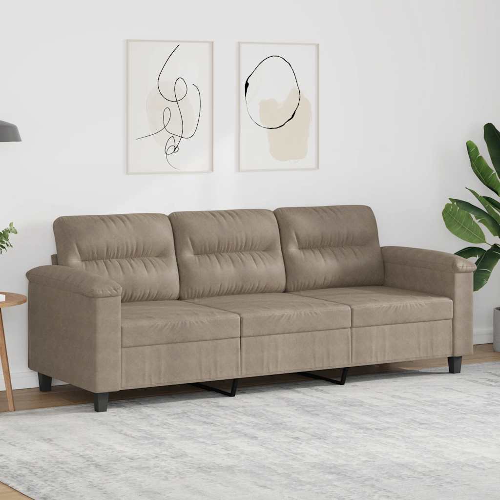 vidaXL 3-osobowa sofa, taupe, 180 cm, tapicerowana mikrofibrą