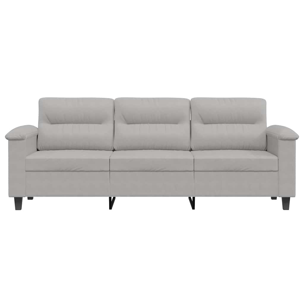 vidaXL 3-osobowa sofa, jasnoszary, 180 cm, tapicerowana mikrofibrą