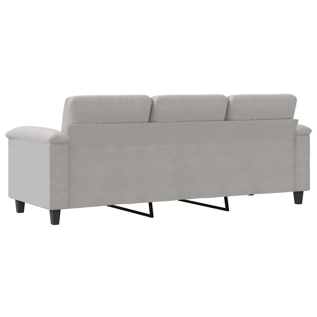 vidaXL 3-osobowa sofa, jasnoszary, 180 cm, tapicerowana mikrofibrą