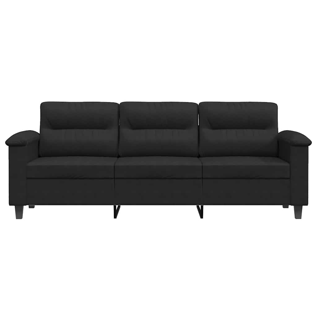 vidaXL 3-osobowa sofa, czarny, 180 cm, tapicerowana mikrofibrą
