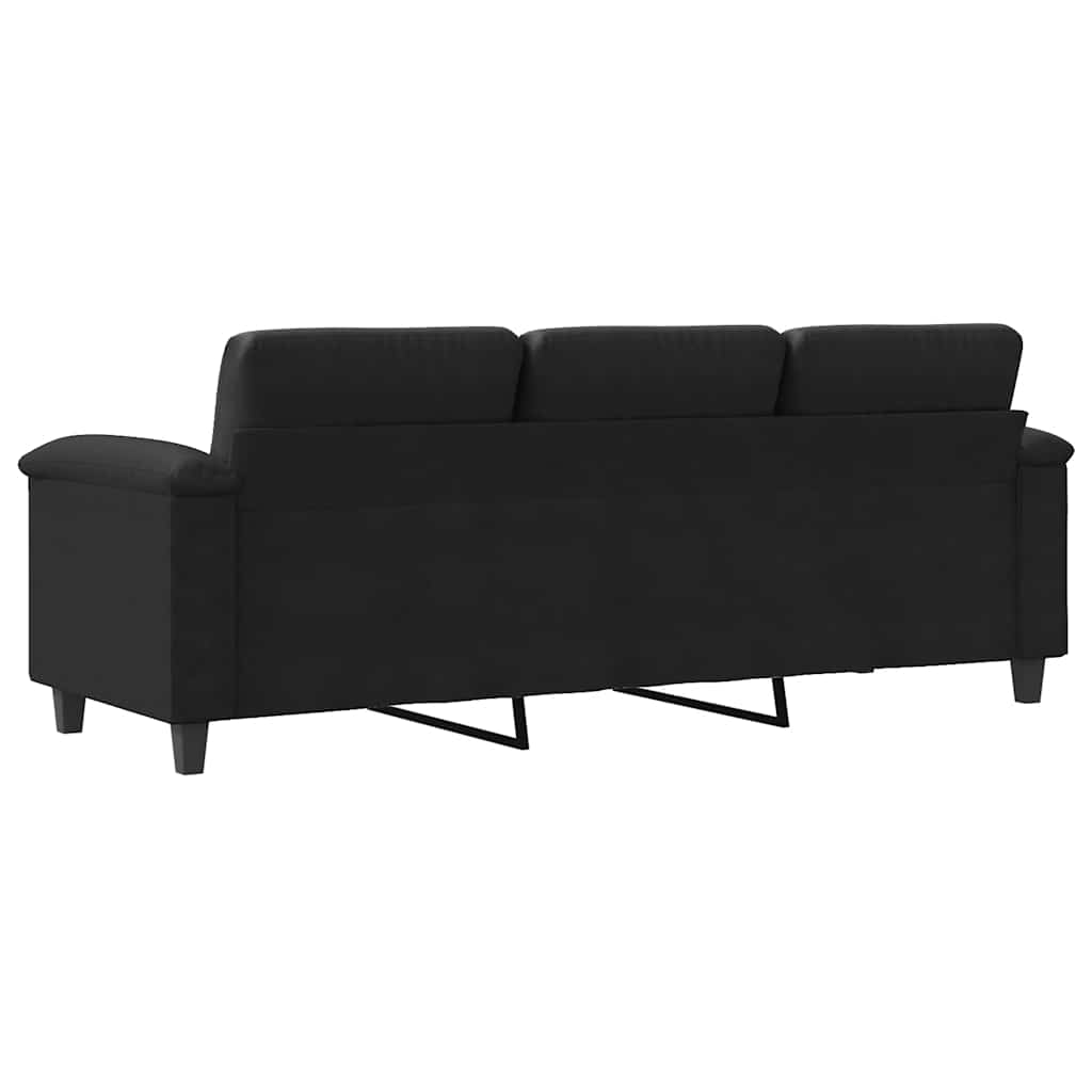 vidaXL 3-osobowa sofa, czarny, 180 cm, tapicerowana mikrofibrą