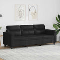 vidaXL 3-osobowa sofa, czarny, 180 cm, tapicerowana mikrofibrą