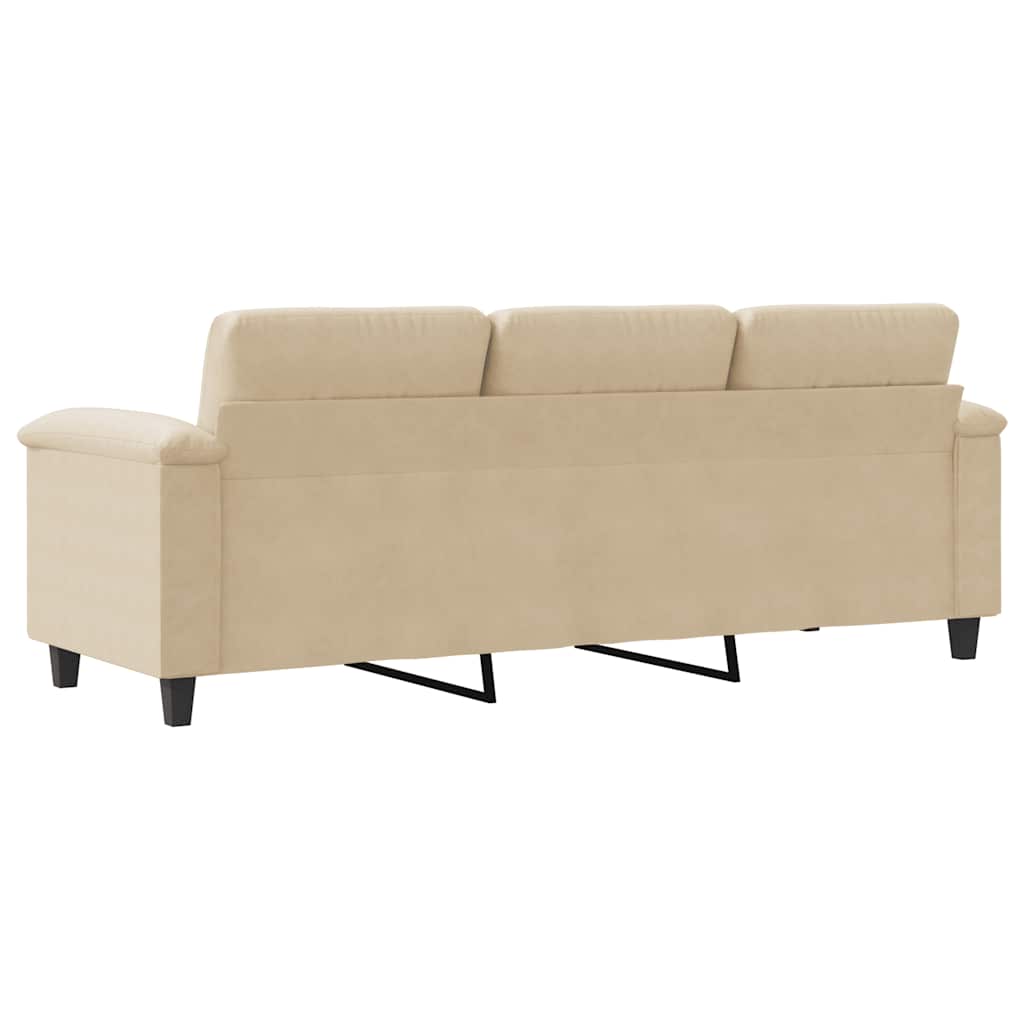 vidaXL 3-osobowa sofa, kremowa, 180 cm, tapicerowana mikrofibrą
