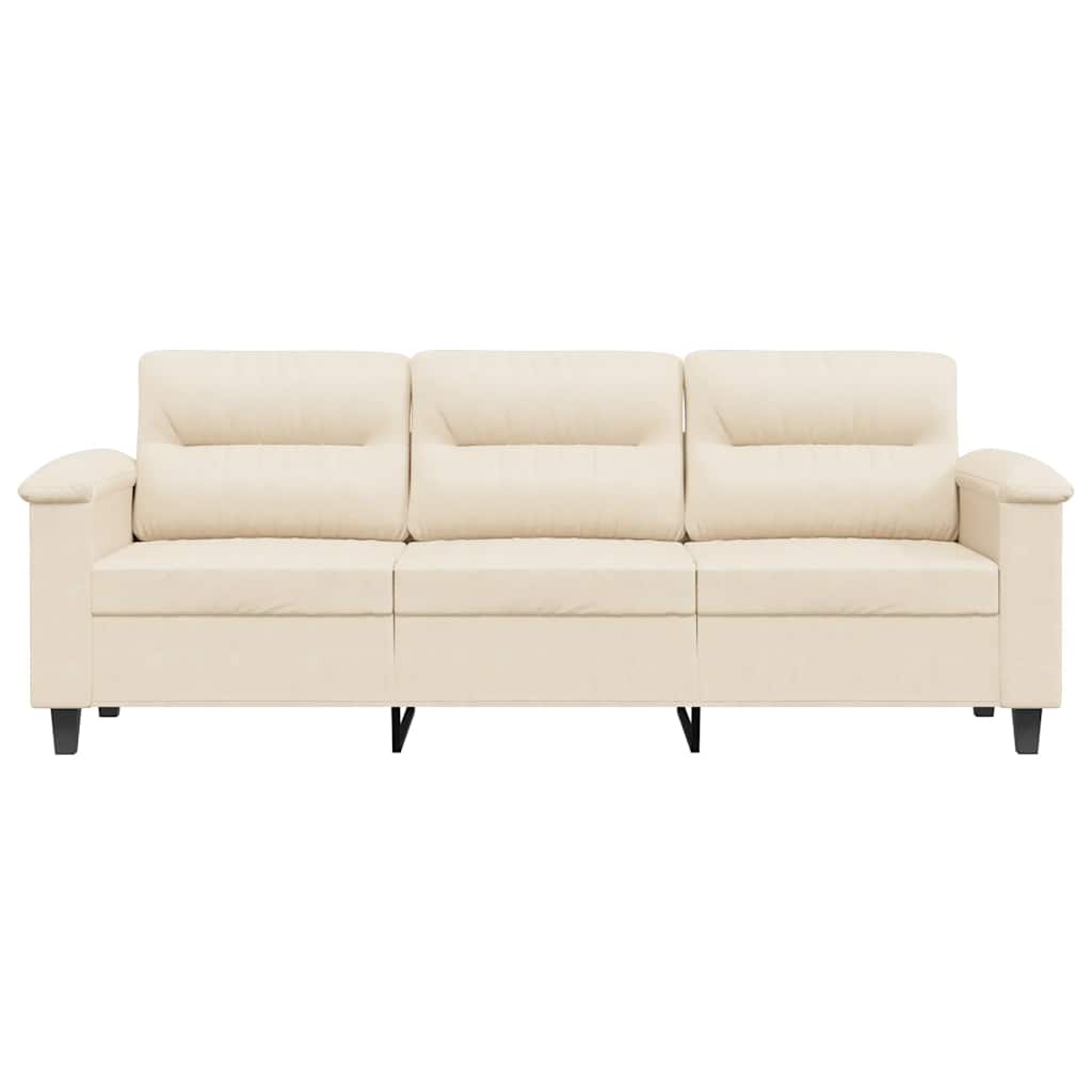 vidaXL 3-osobowa sofa, beżowy, 180 cm, tapicerowana mikrofibrą