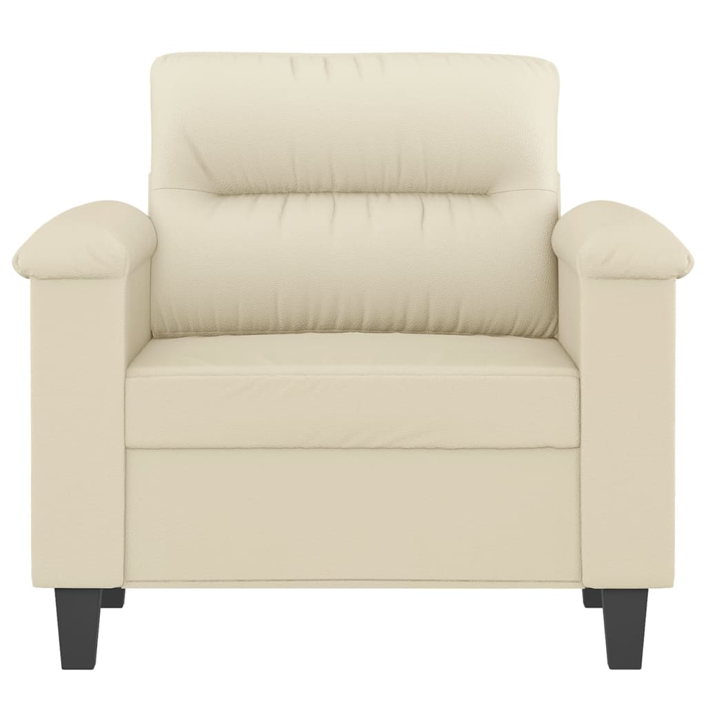 vidaXL Fotel, kremowy, 60 cm, obity sztuczną skórą