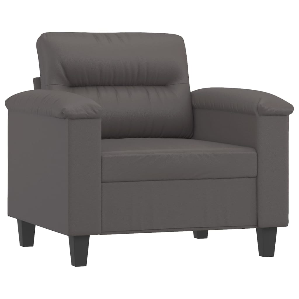 vidaXL Fotel, szary, 60 cm, obity sztuczną skórą