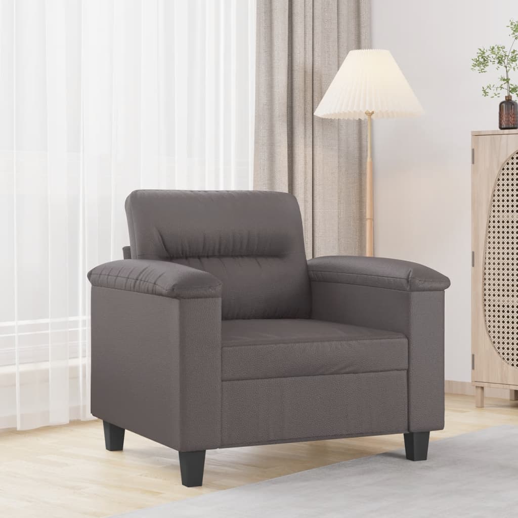 vidaXL Fotel, szary, 60 cm, obity sztuczną skórą