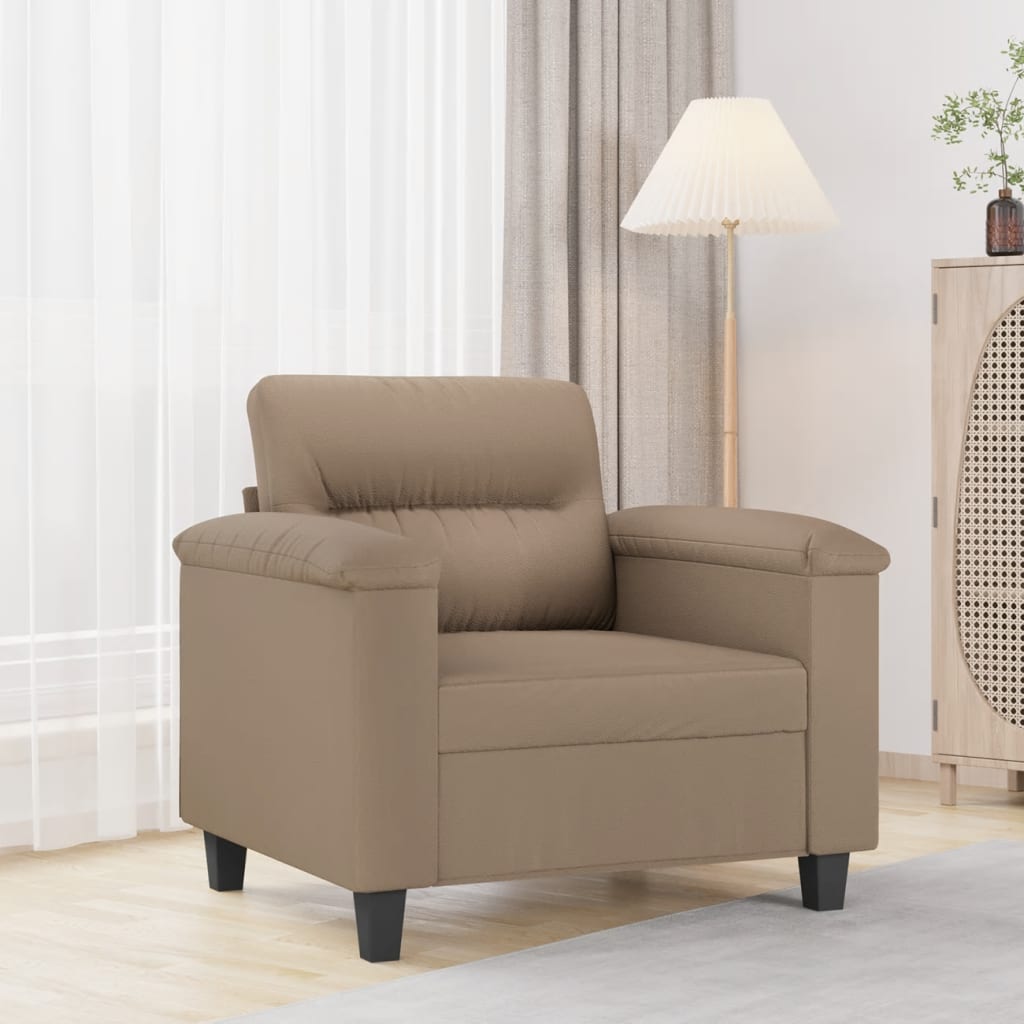 vidaXL Fotel, kolor cappuccino, 60 cm, obity sztuczną skórą