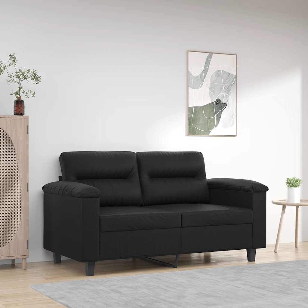 vidaXL 2-osobowa sofa, czarna, 120 cm, sztuczna skóra