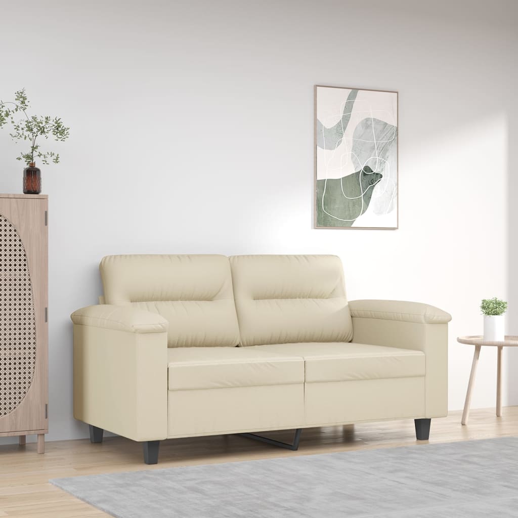 vidaXL 2-osobowa sofa, kremowy, 120 cm, sztuczna skóra