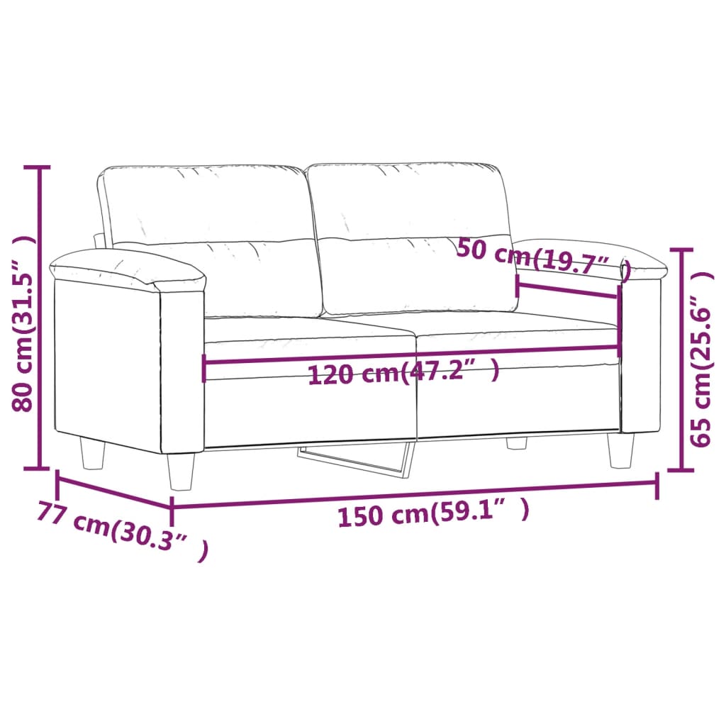 vidaXL 2-osobowa sofa, szary, 120 cm, sztuczna skóra