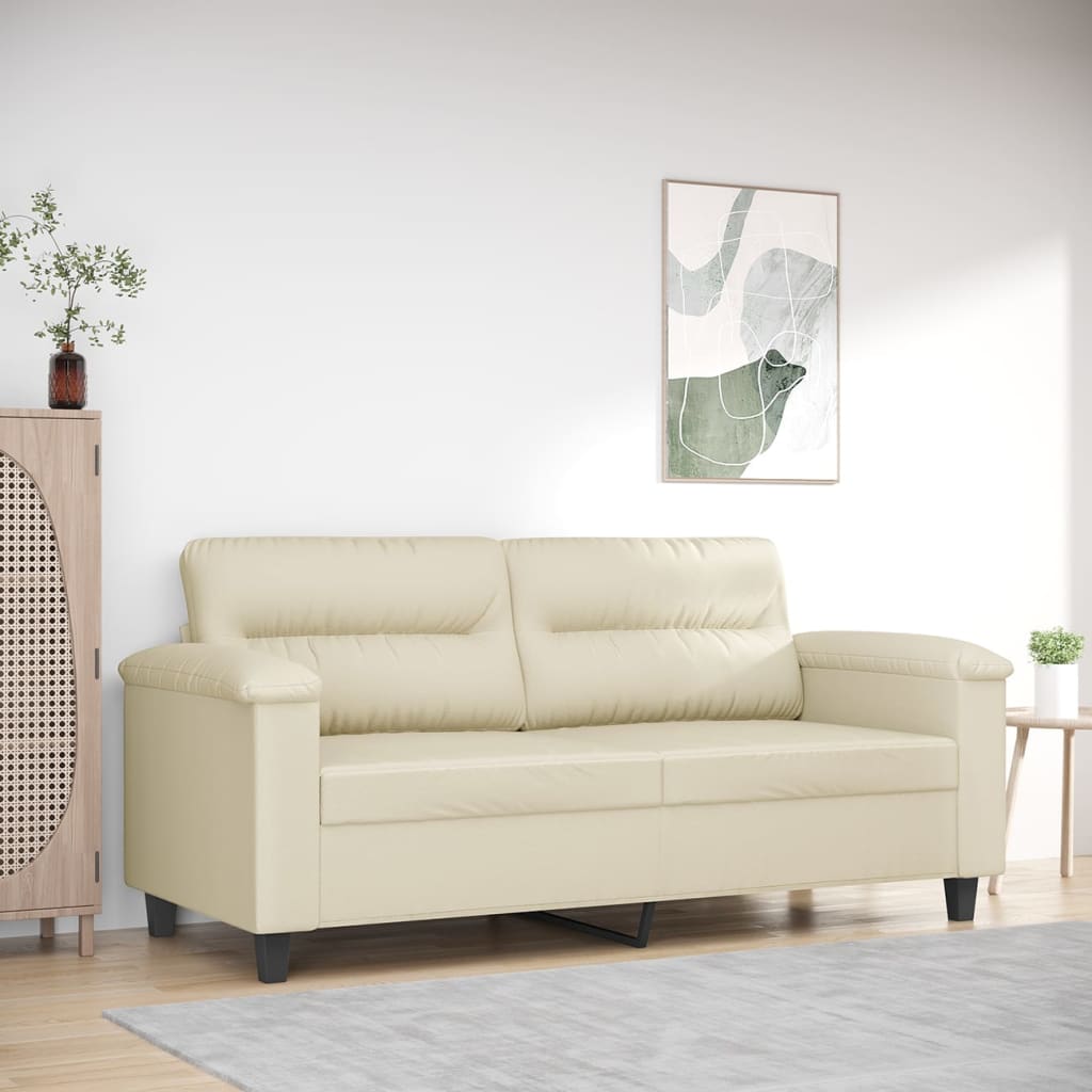vidaXL 2-osobowa sofa, kremowy, 140 cm, sztuczna skóra