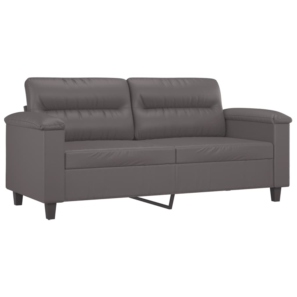vidaXL 2-osobowa sofa, szary, 140 cm, sztuczna skóra